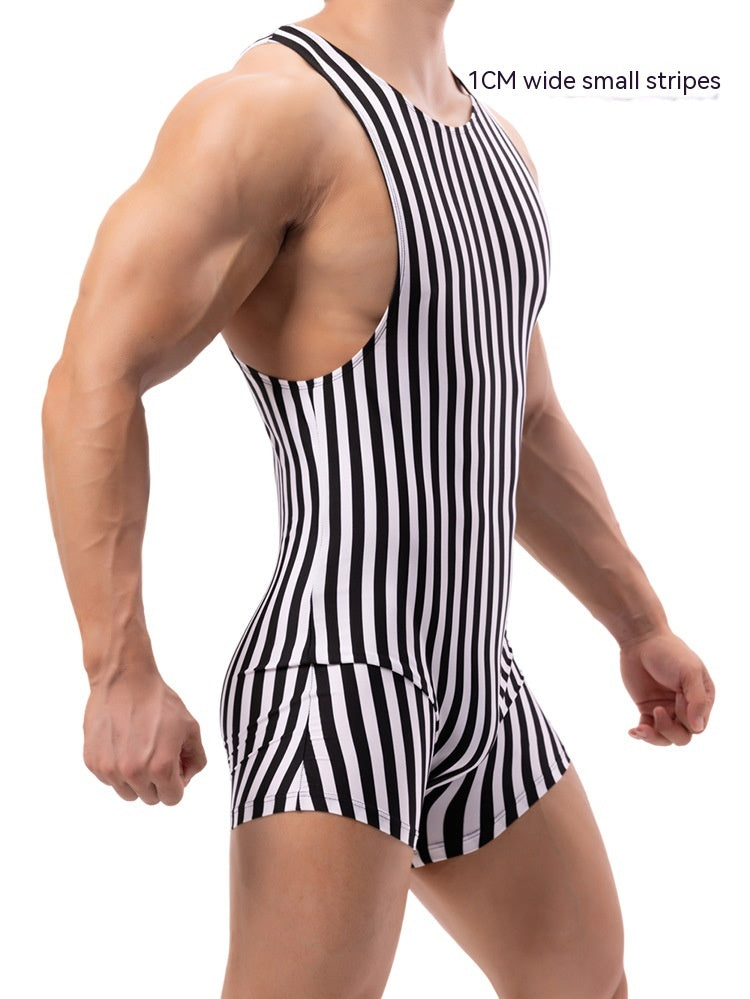 Pyjama de sport à rayures verticales en une seule pièce pour hommes