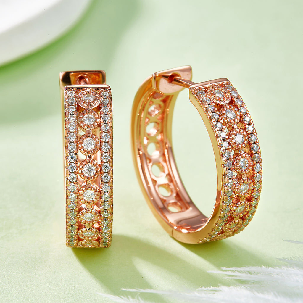 8,5g S925 Argent Sterling 0,74CT Boucles d'oreilles Moissanite Hoop 20mm Pave Hougie Hoops avec Holl
