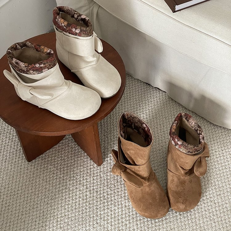 Bottes de cheville à louches femmes orteils ronds doux Suede intérieur Gedge Bottes courtes