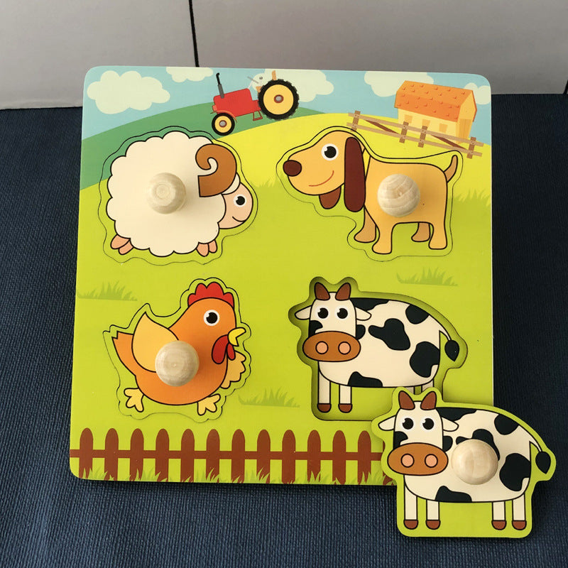 Hand Holding Puzzle Board Enfants Montessori éducation précoce Perception Jouet éducatif