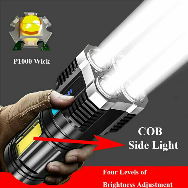 POWERFUL tactique Quad-Core Super lampe de poche LED torche USB Camping rechargeable