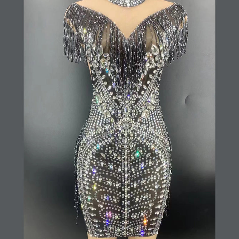 Lady Wind Déesse Tassel Pending Neck Robe Lourde Industrie Perles Perles Perles Perceuse Design de luxe