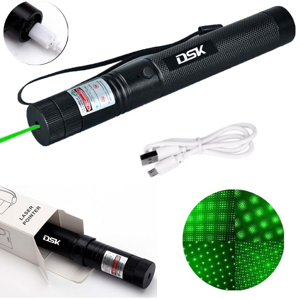 Stylo pointeur laser vert lampe USB rechargeable 990Miles 532NM Astronomie Lumière de faisceau visible