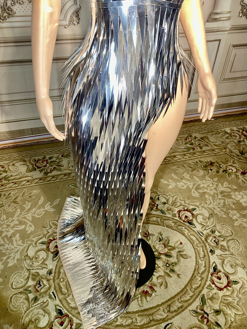 Scène avancée légère robe de soirée de luxe à laqué Design latéral fente Tail Slim Tempérament