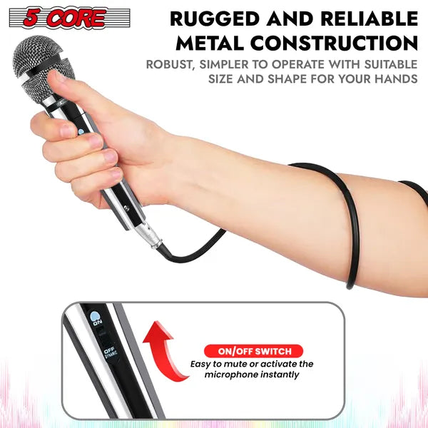 5 CORE Microphone Dynamic Vocal Handheld Mic Cardioid Unidirectional Microphone W On Off Sw