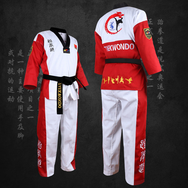 TKD pour enfants Uniforme Formation à manches longues Costume de style de performance Vêtements