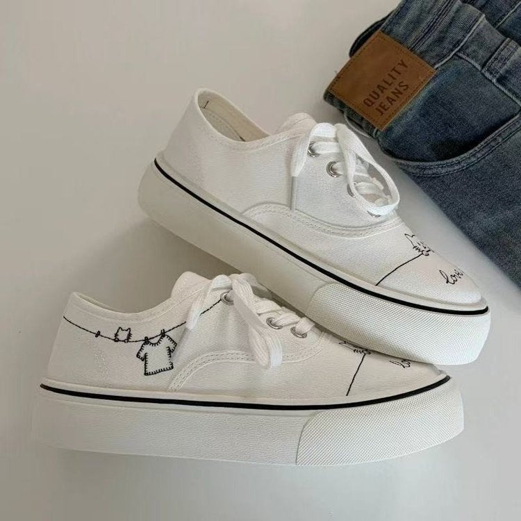 Filles Ours Toile Chaussures Soft Sole Été Brodé Paw Imprimer Sneakers Casual de semelle épaisse