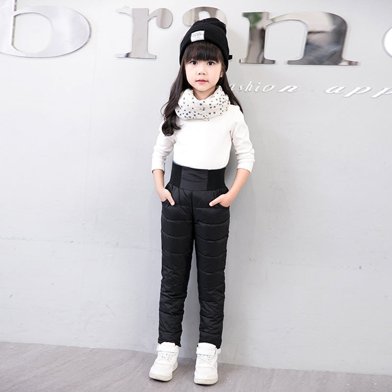 Pantalons de coton chaud à taille élevée pour enfants