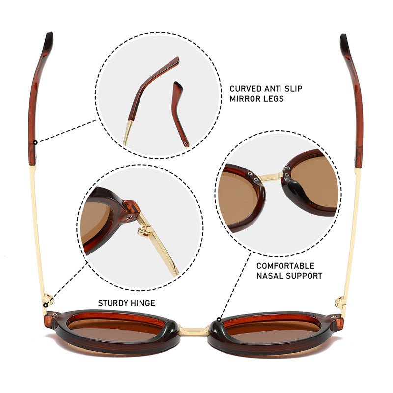 3626 Cadre ovale Lunettes de soleil rondes en métal Pc Commerce électronique Commerce extérieur Amazon Uv400 Mode
