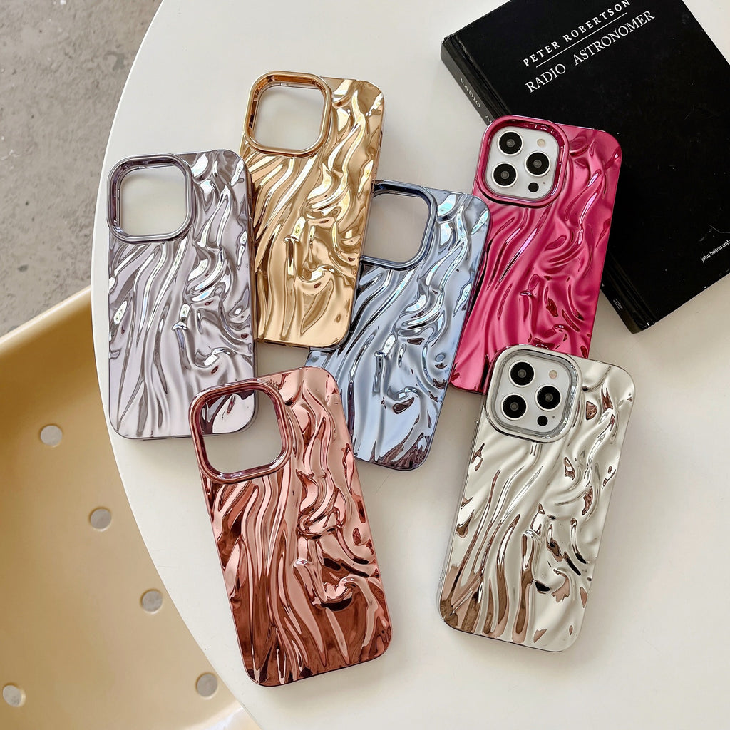 Étui de téléphone souple à motif plissé en trois dimensions