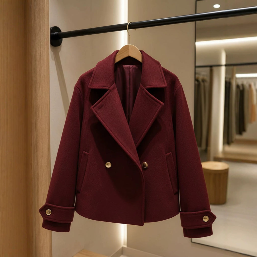 Manteau de laine à col encoché à deux seins