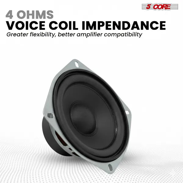 5 Core 4 Inch Subwoofer 200W Auto Audio Sub Woofer 4 Ohm Deep Bass Remplacement Haut-parleur