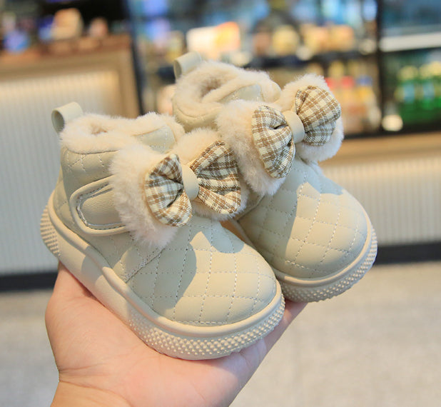 Bébé fille Bottes de neige Velvet Chaussons thermiques Chaussures de coton pour filles