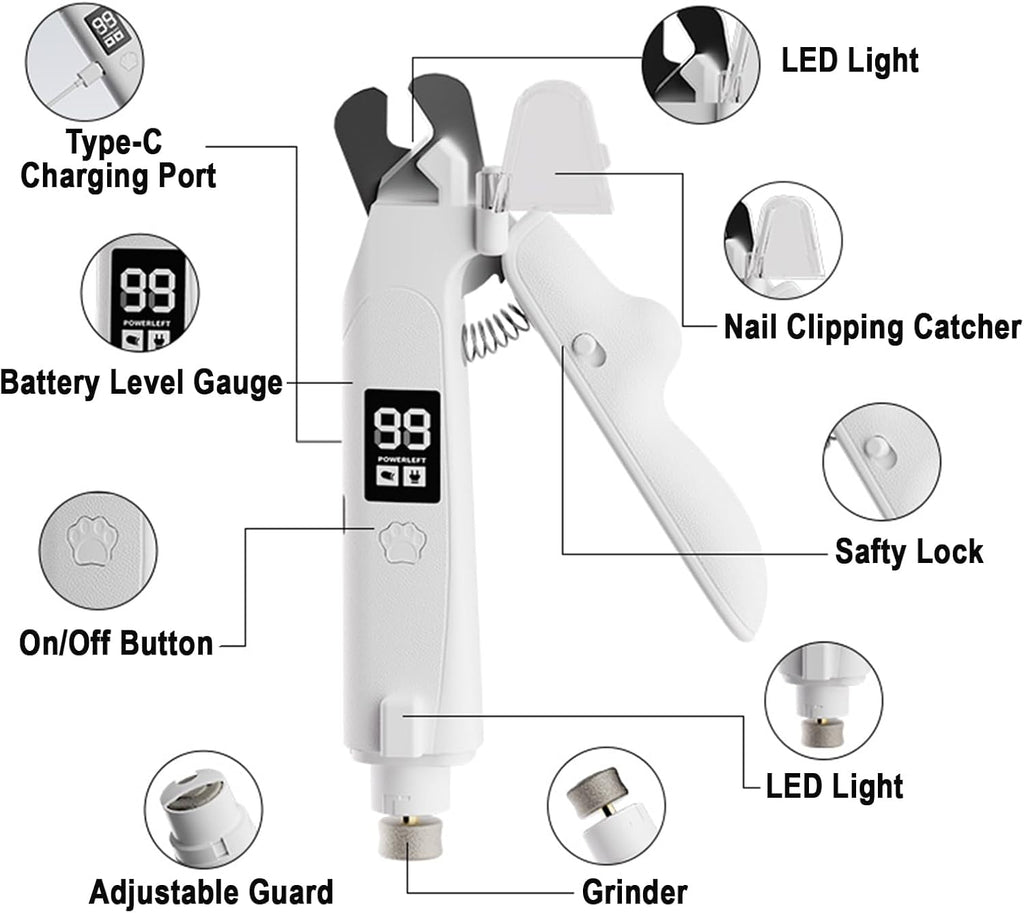 2-en-1 Led Light Cat Anti-blood Grinder Chien chien Clipper de ongles Clipper de ongles
