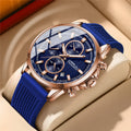 Bracelet en silicone pour homme Bracelet en acier à six broches Business Casual Watch