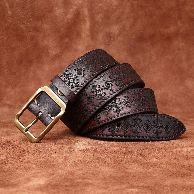 Ceinture en cuir véritable sculptée disponible double face