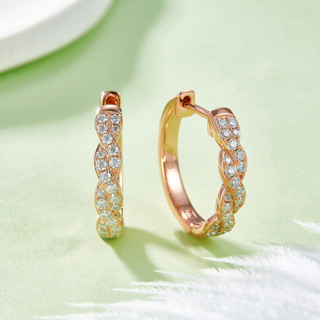 3.6g S925 Boucles d'oreilles en mossanite en argent sterling Boucles d'oreilles en boucles torsadées 17 mm avec GRA
