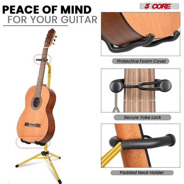 5 Support de guitare de base support de sol réglable lourd de service W fixation pour Acoustic Electric Classi