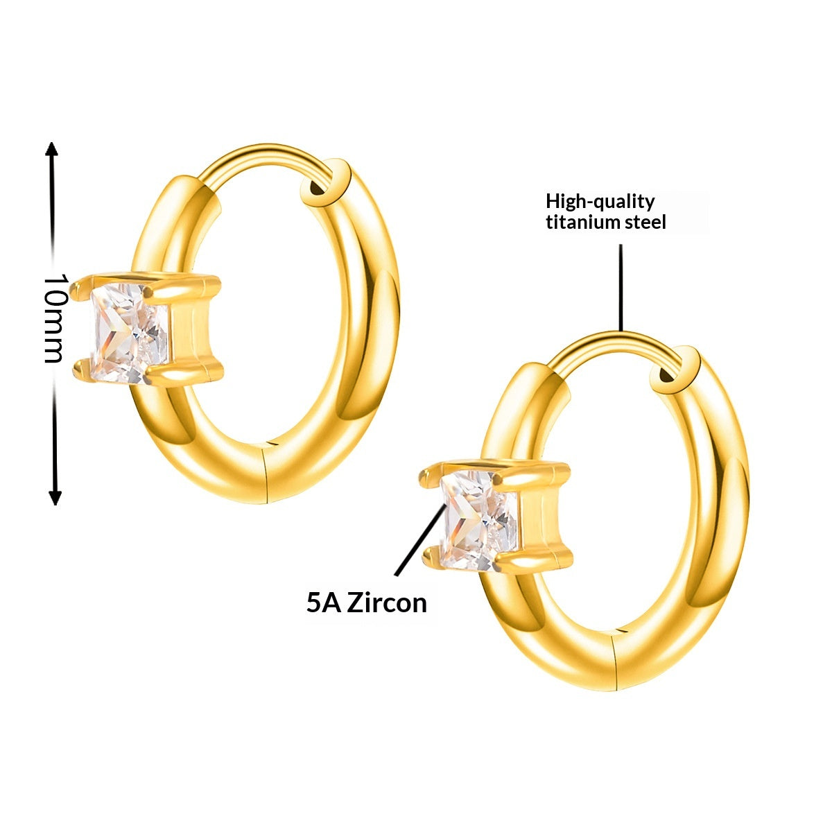 Boucles d'oreilles Zircon en acier de titane pour femmes