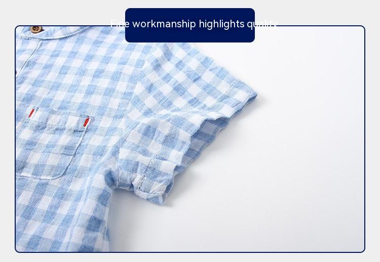 Chemise à manches courtes en coton bleu pour enfants