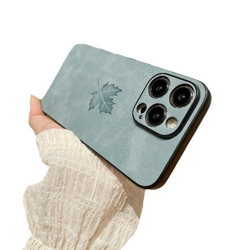 Skin Feeling Lambskin Maple Leaf Telephone Case Étui téléphonique tout compris