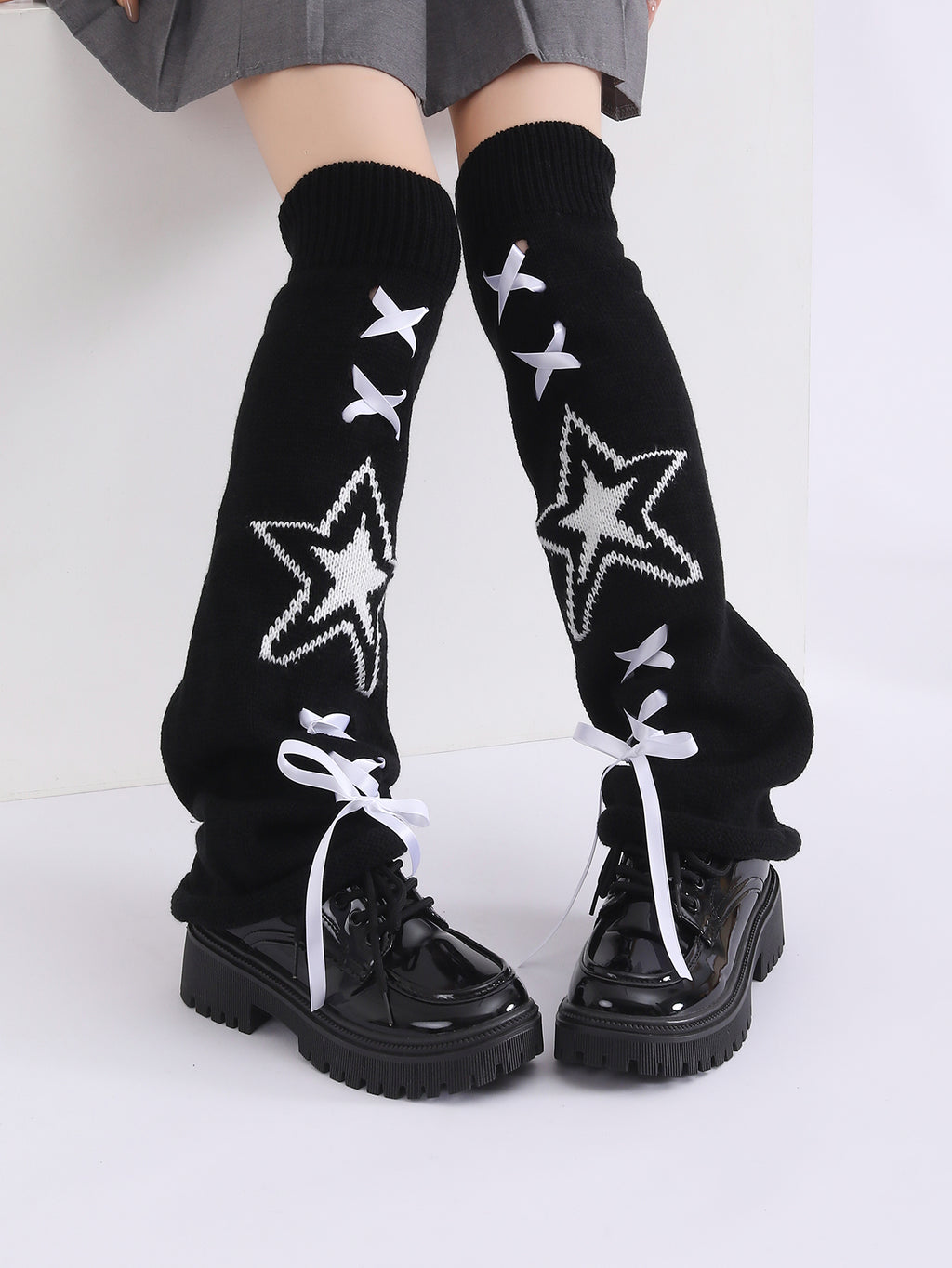 Mode Y2K Gothic tricoté étoilé étoilé jambe chaud couverture jambe