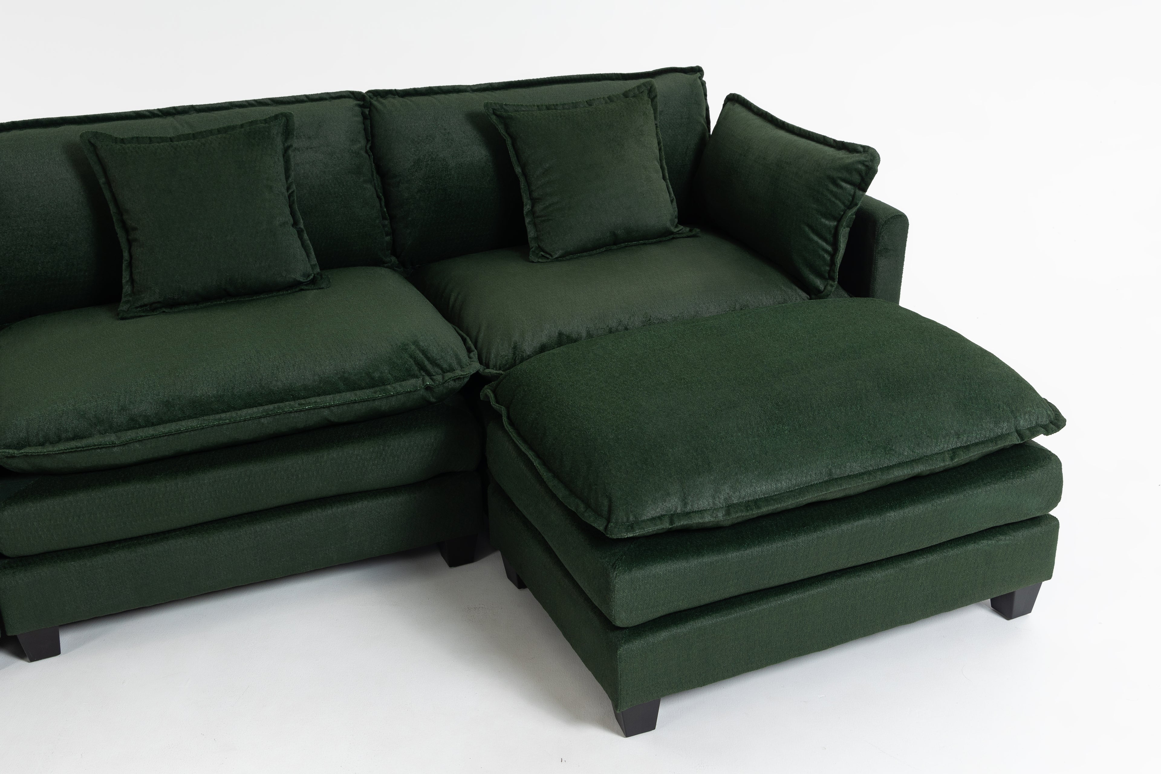 Moderne 3 places avec pouf 113,77" Canapé sectionnel avec oreillers de taille
