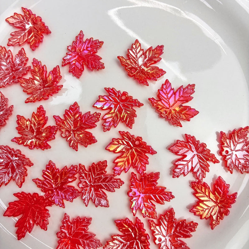 Charms de feuille d'érable en acrylique plaqué AB