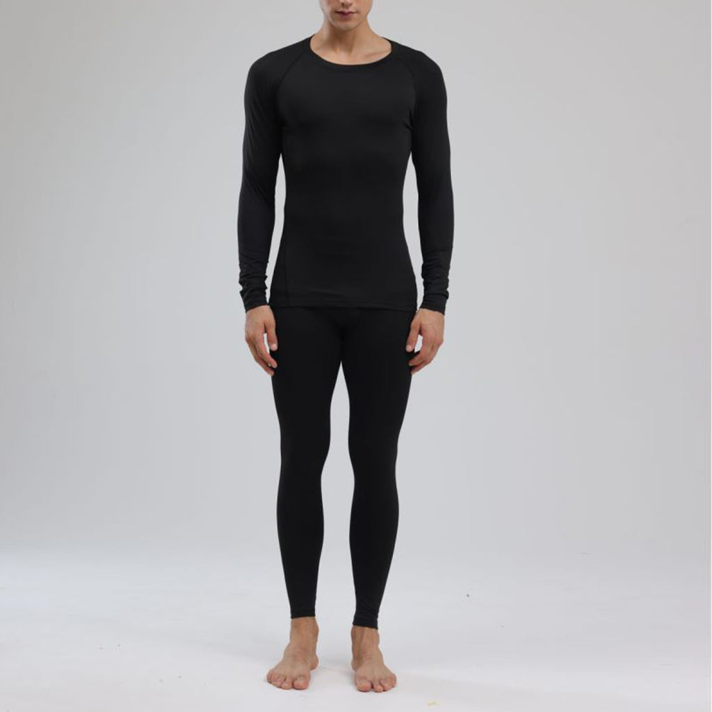 Sous-vêtements thermiques pour hommes Noir élégant Soft Close Fitting Hommes Cold Weather Top Bottom Set B