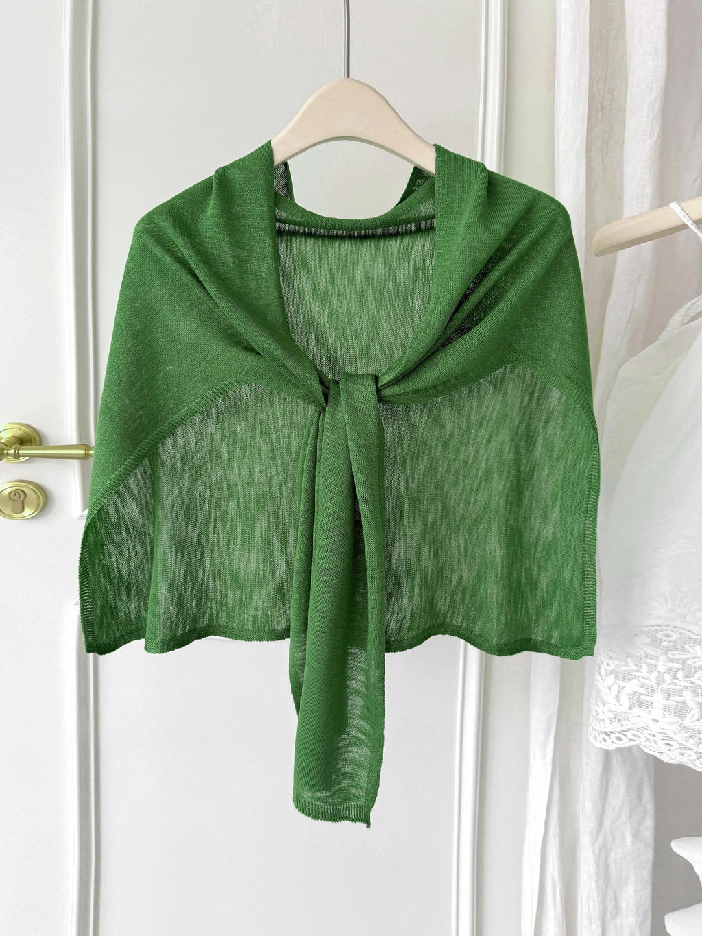 Women's Plus Size Knitted Shawl with Bamboo Pattern