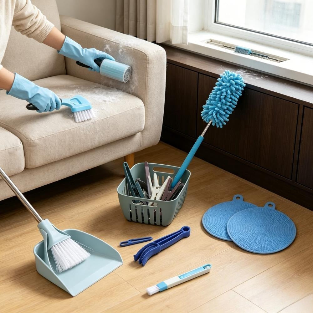 Ensemble de nettoyage ménager 10 pièces avec brosses