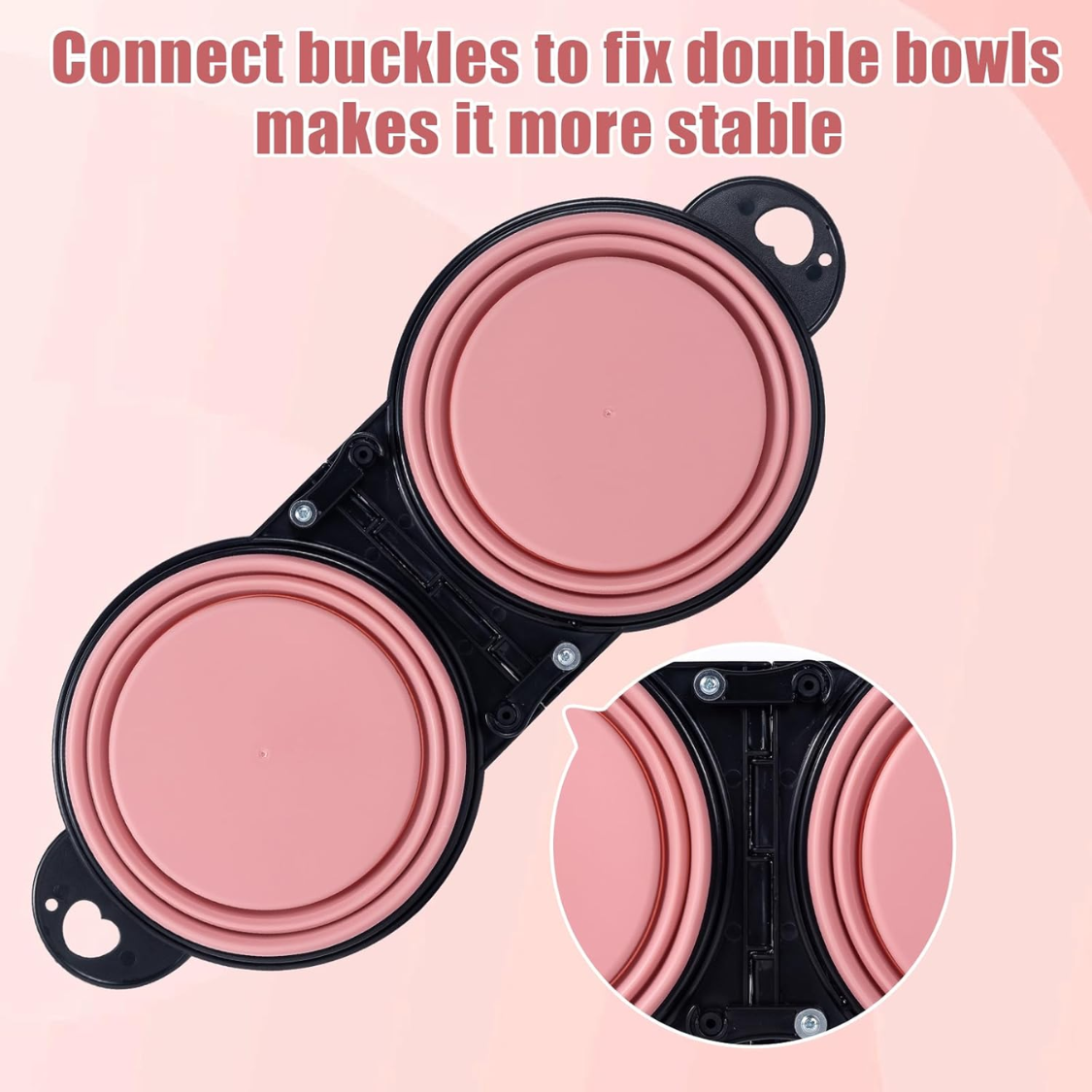 Travel dog bowl, collapsible double bowl for water and food