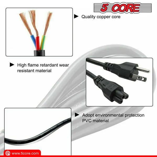 5 Core AC cordon d'alimentation 10Ft 3 Prong US mâle à femelle Adaptateur d'extension 16AWG/2C 125V 13A