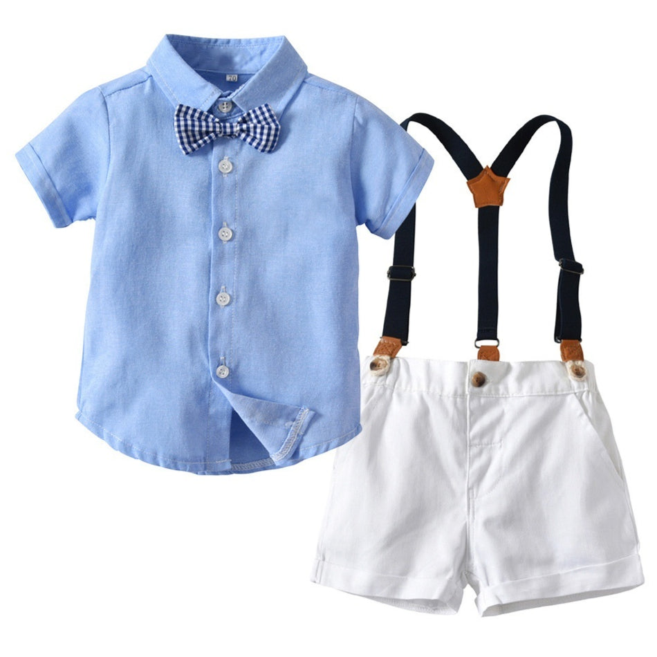 Chemise à la mode et pantalons Suspender pour garçons de style coréen