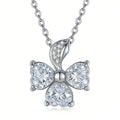 S925 Argent Sterling 3-Leaf Clover Moissanite Collier 3pcs 6x6mm Pierres coupées au coeur GRA Cer