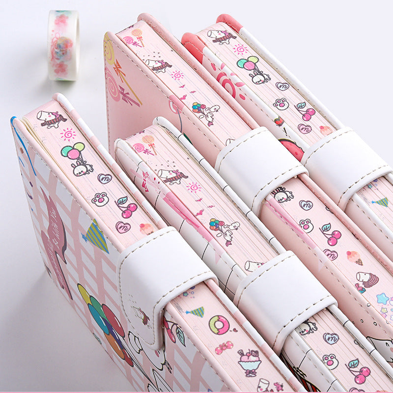 Kaba Ours Hippo petit blanc magnétique boucle carnet portable carnet fille coeur créatif