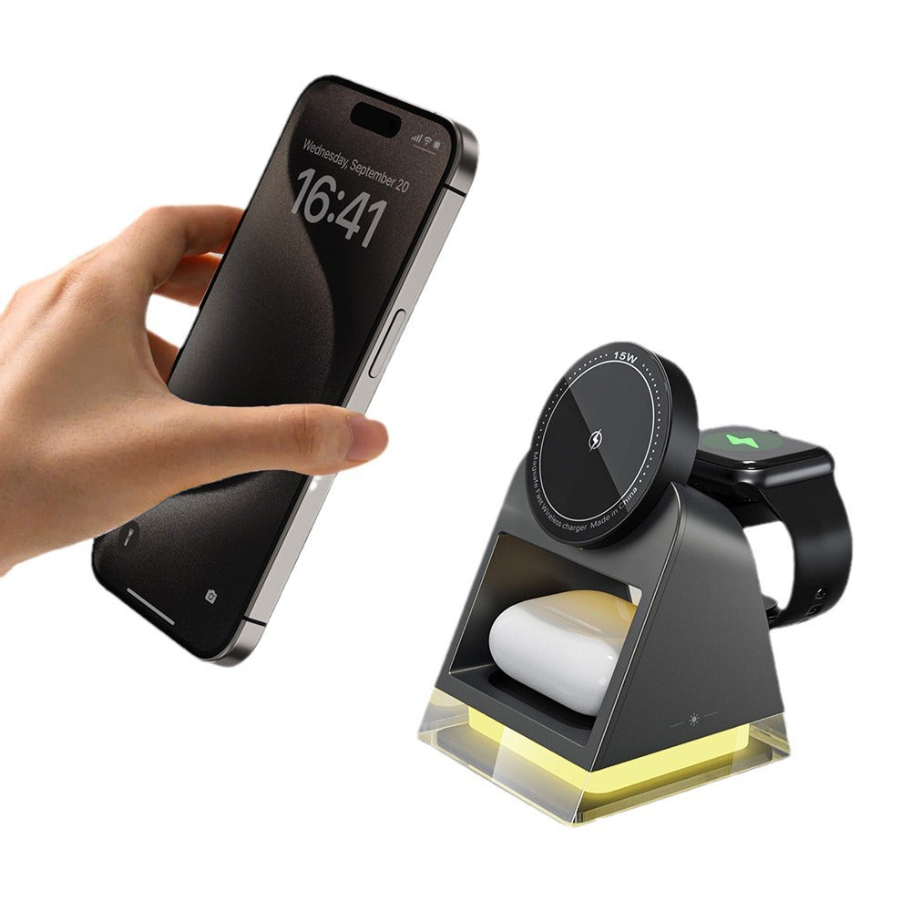 Chargeur magnétique tactile sans fil trois en un