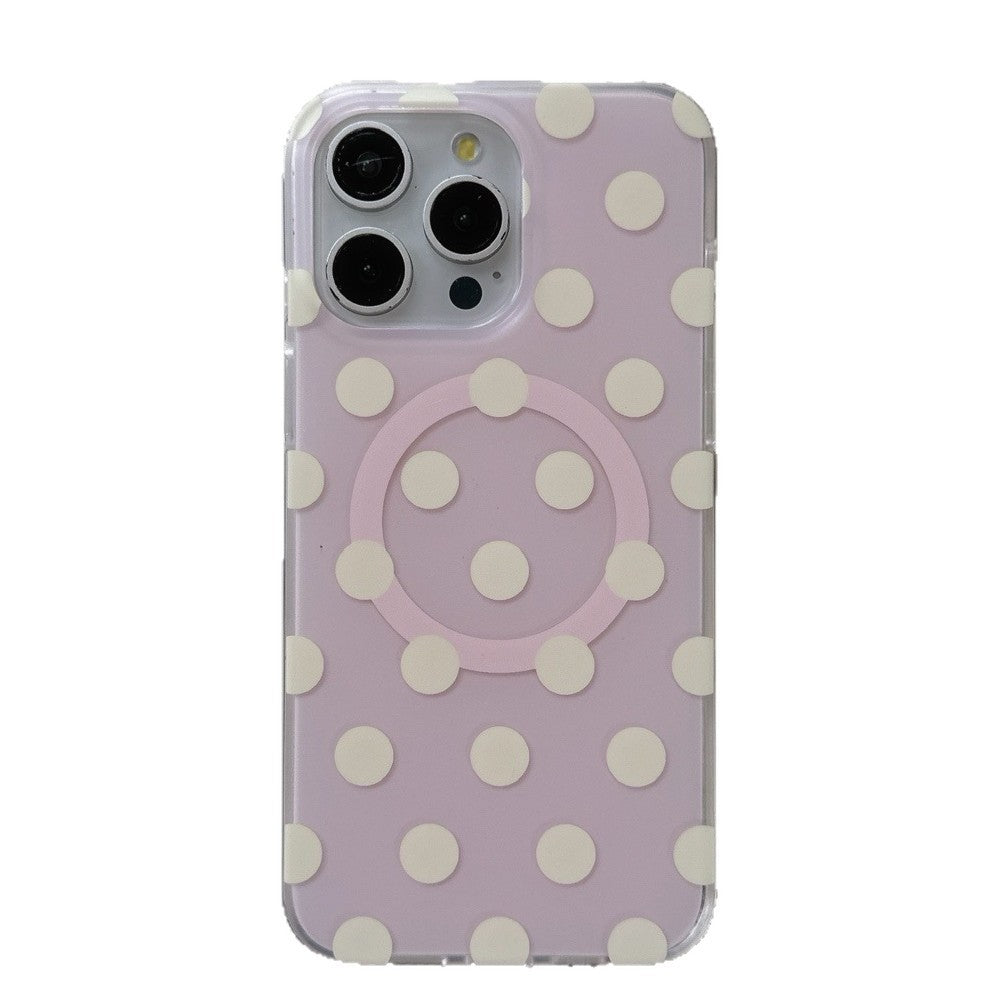Aspiration magnétique Shell Dopamine Polka Dot Phone Case Double couche Hard Shell