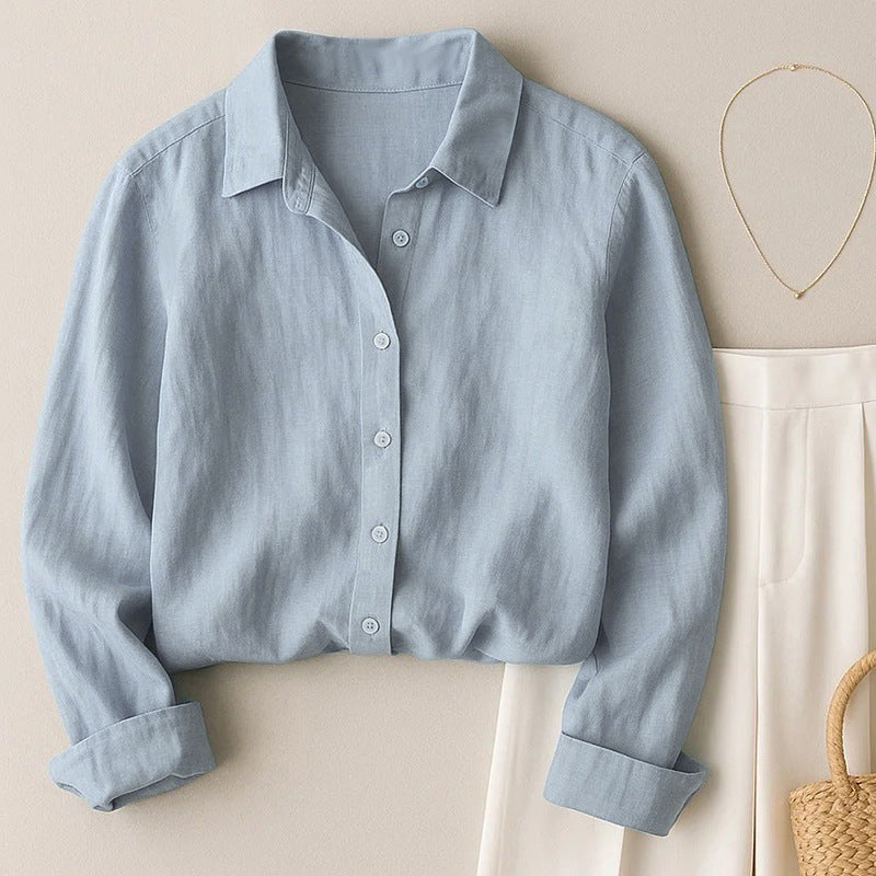 Chemise décontractée en couleur unie de style français