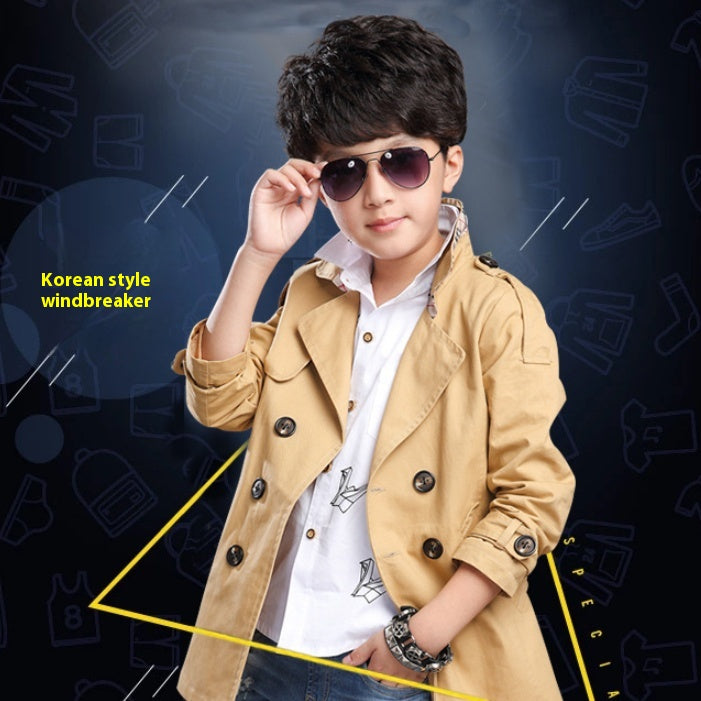 Mid-long Trend Casual Trench Coat pour garçons