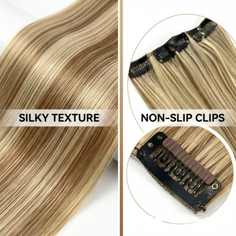 Coiffure résistante à la chaleur Cool Brown avecBlonde Faits saillants pour les femmes Durable Easyto Use Ver
