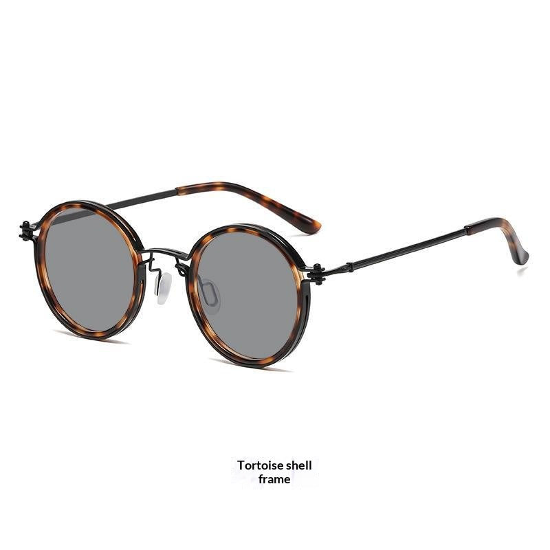 Lunettes de soleil rétro Lunettes de soleil en métal rond pour hommes