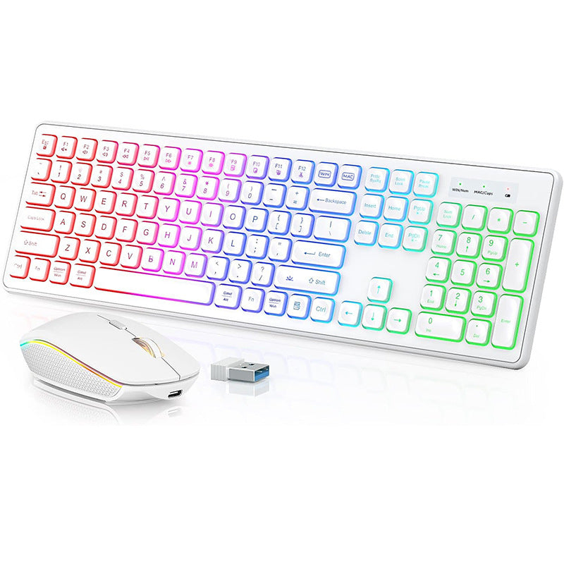 Clavier sans fil 24g rétroéclairé et combinaison de souris rechargeable