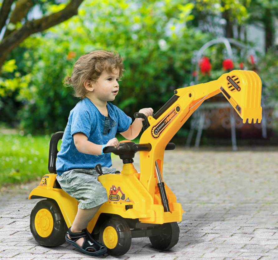 3-en-1 Roulez sur le scooter digger d'excavateur et le chariot de traction