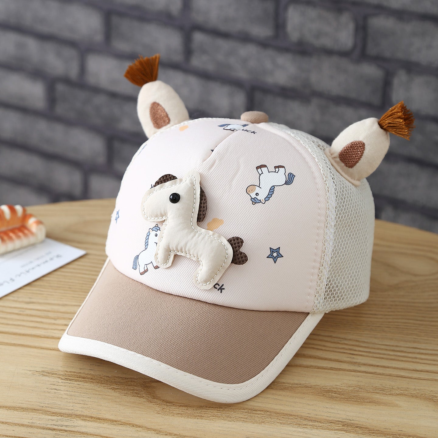Chapeau d'été pour enfants en peluche de poney tissu respirant protection solaire Casquette de baseball