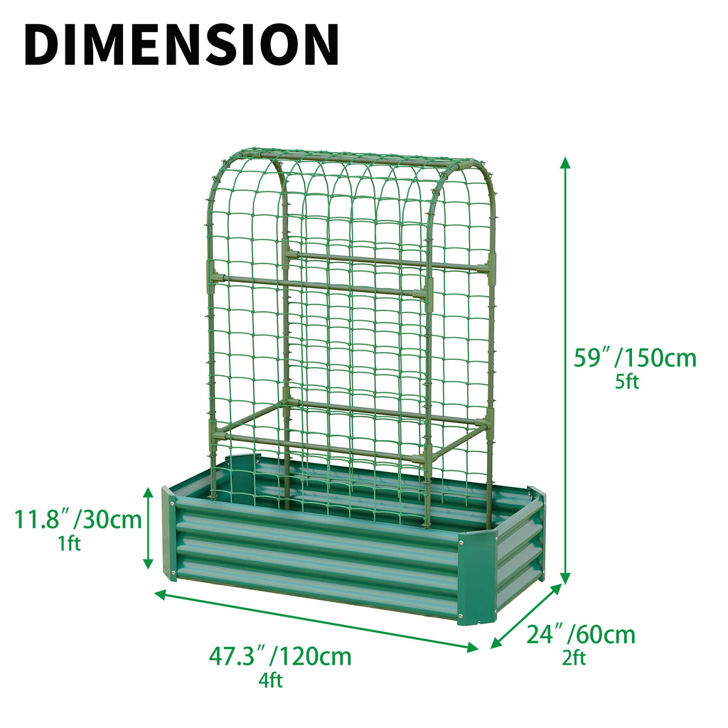 2-en-1 Lit de jardin surélevé avec Trellis - Boîte de 59" pour plantes d'escalade