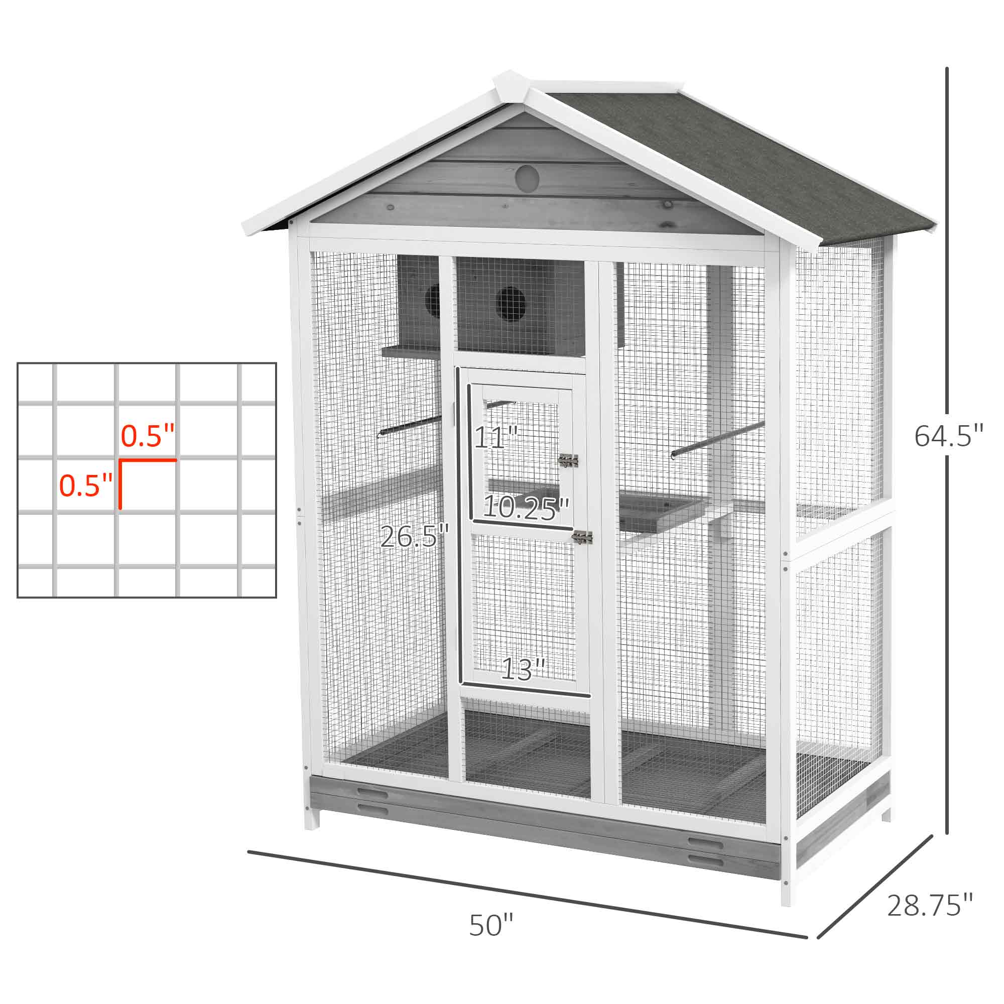 64,5" Cage d'oiseaux en bois Aviaire