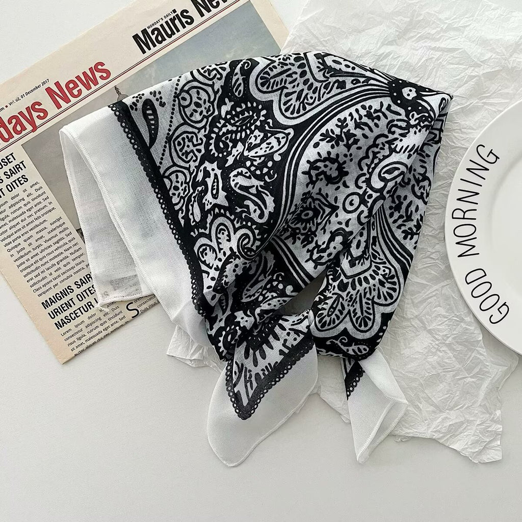 Écharpe carrée en coton et en coton de style coréen pour femmes