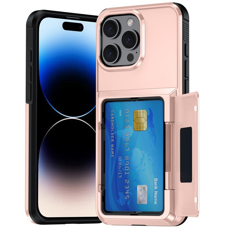Solid Couleur simple Flip Bracket carte de téléphone Case