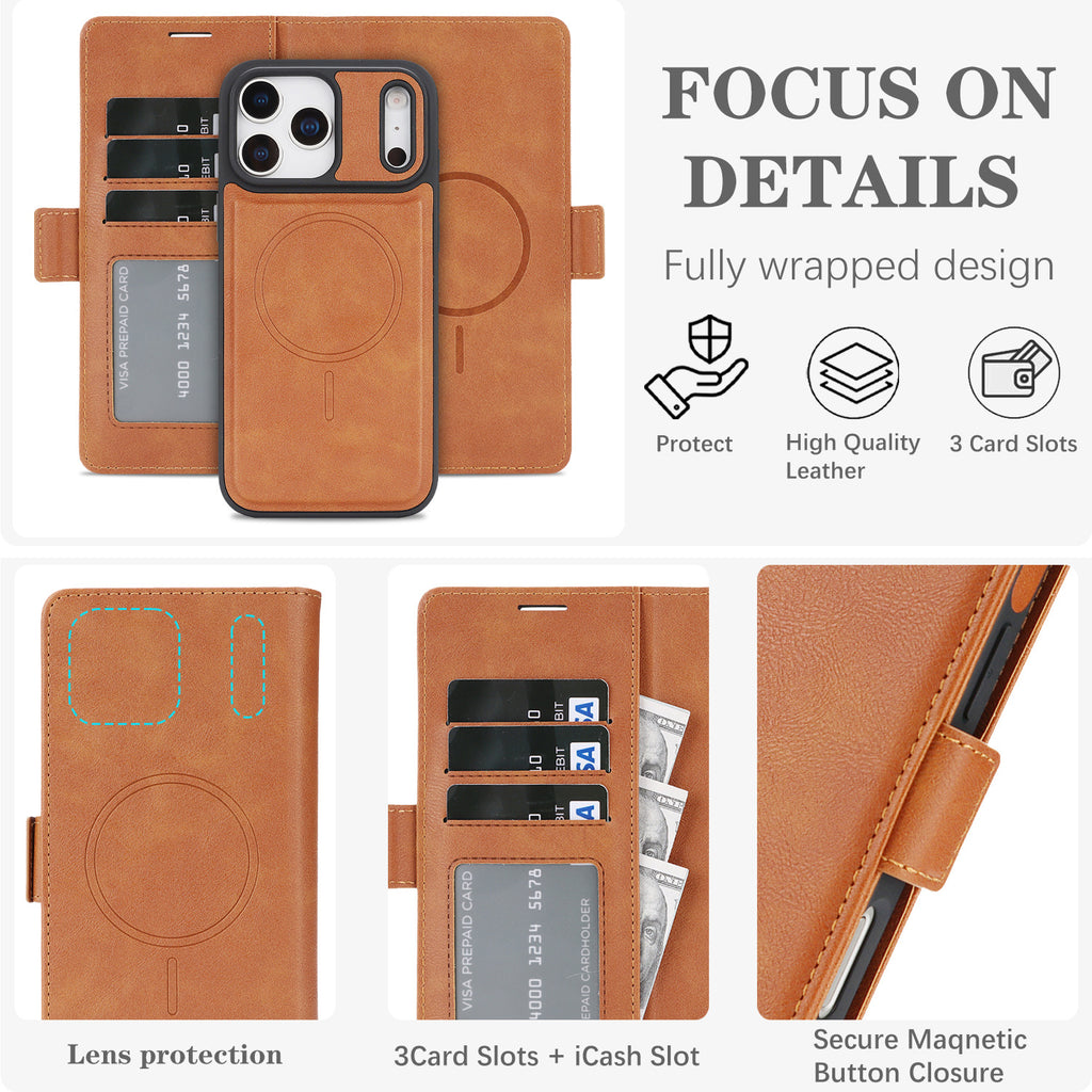 Coque de téléphone en cuir magnétique sans fil